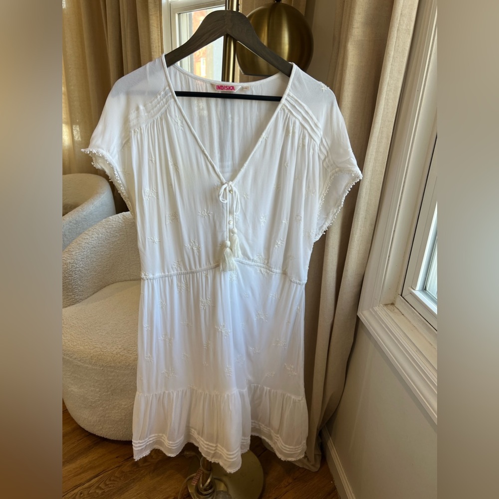 Indiska White Embroidered Dress | Large